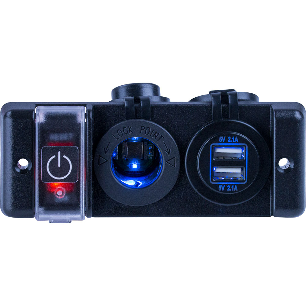 Sea-Dog Double USB & Power Socket Panel w/Breaker Switch, made by Sea-Dog - 426506-1 Sea-Dog Double USB & Power Socket Panel w/Breaker Switch, made by Sea-Dog - 426506-1