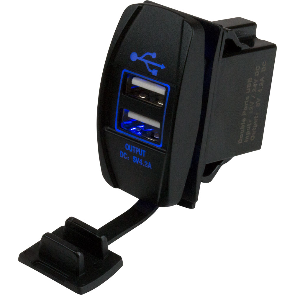 Sea-Dog Dual USB Rocker Switch Style Power Socket, made by Sea-Dog - 426520-1 Sea-Dog Dual USB Rocker Switch Style Power Socket, made by Sea-Dog - 426520-1