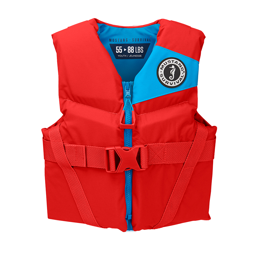 Mustang Rev Youth Foam Vest - 55-88lbs - Imperial Red, made by Mustang Survival - Mustang Rev Youth Foam Vest - 55-88lbs - Imperial Red, made by Mustang Survival -