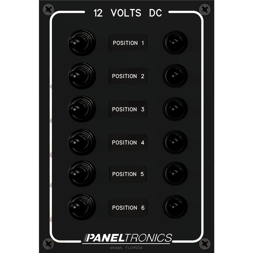 Paneltronics Waterproof Panel - DC 6-Position Toggle Switch & Circuit Breaker, made by Paneltronics - 9960016B Paneltronics Waterproof Panel - DC 6-Position Toggle Switch & Circuit Breaker, made by Paneltronics - 9960016B