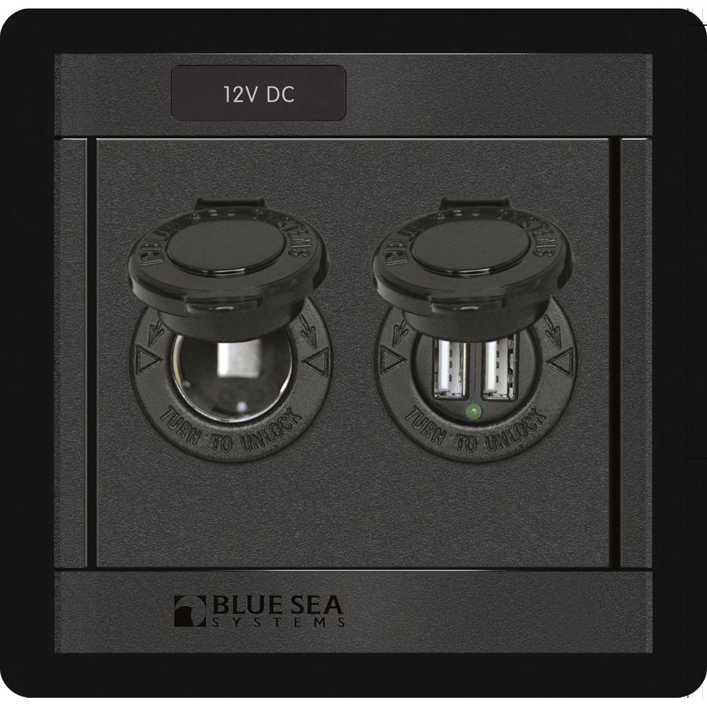 Blue Sea 1478 360 Panel - 12V DC Socket & Dual USB Charger, made by Blue Sea Systems - 1478 Blue Sea 1478 360 Panel - 12V DC Socket & Dual USB Charger, made by Blue Sea Systems - 1478