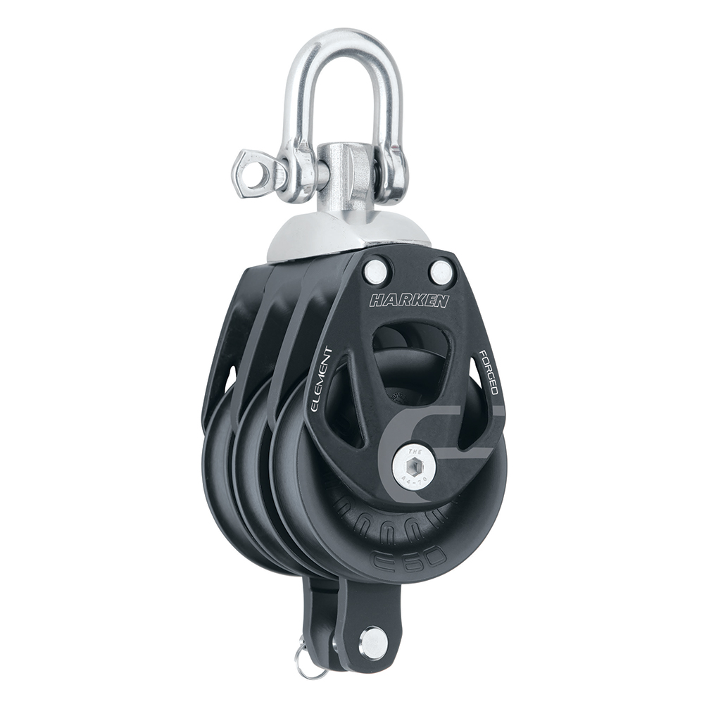 Harken 60mm Triple Aluminum Element Block w/Swivel & Becket, made by Harken - 6273 Harken 60mm Triple Aluminum Element Block w/Swivel & Becket, made by Harken - 6273