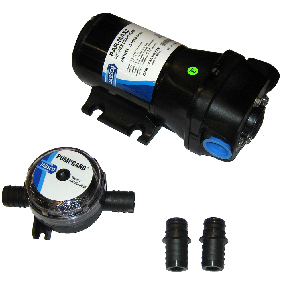 Jabsco PAR-Max 3 Shower Drain Pump 12V 3.5 GPM, made by Jabsco - 31610-0092 Jabsco PAR-Max 3 Shower Drain Pump 12V 3.5 GPM, made by Jabsco - 31610-0092