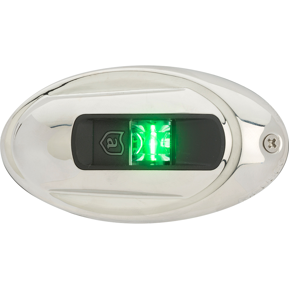 Attwood LightArmor Vertical Surface Mount Navigation Light - Oval - Starboard (green) - Stainless Steel - 2NM, made by Attwood Marine - NV4012SSG-7 Attwood LightArmor Vertical Surface Mount Navigation Light - Oval - Starboard (green) - Stainless Steel - 2NM, made by Attwood Marine - NV4012SSG-7