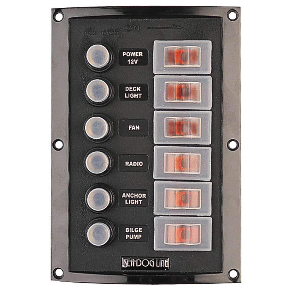 Sea-Dog Splash Guard Circuit Breaker Panel - 6 Circuit, made by Sea-Dog - 424806-1 Sea-Dog Splash Guard Circuit Breaker Panel - 6 Circuit, made by Sea-Dog - 424806-1