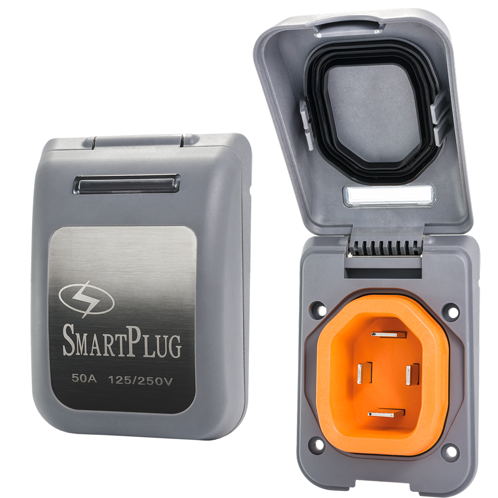 SmartPlug 50 AMP Male Non-Metallic Inlet Cover - Grey, made by SmartPlug - BM50PG SmartPlug 50 AMP Male Non-Metallic Inlet Cover - Grey, made by SmartPlug - BM50PG