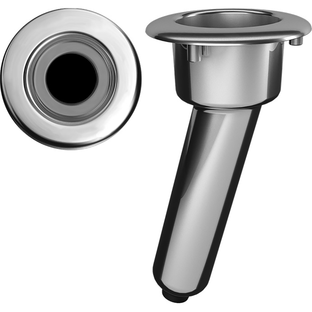 Mate Series Elite Screwless Stainless Steel 15° Rod & Cup Holder - Drain - Round Top, made by Mate Series - C1015DS Mate Series Elite Screwless Stainless Steel 15° Rod & Cup Holder - Drain - Round Top, made by Mate Series - C1015DS