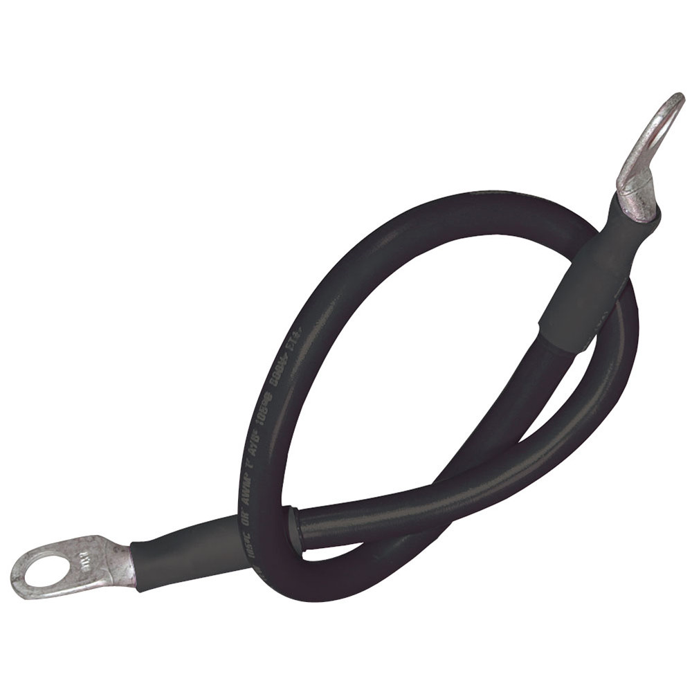 Ancor Battery Cable Assembly, 2 AWG (34mm²) Wire, 5/16" (7.93mm) Stud, Black - 18" (45.7cm), made by Ancor - 189140