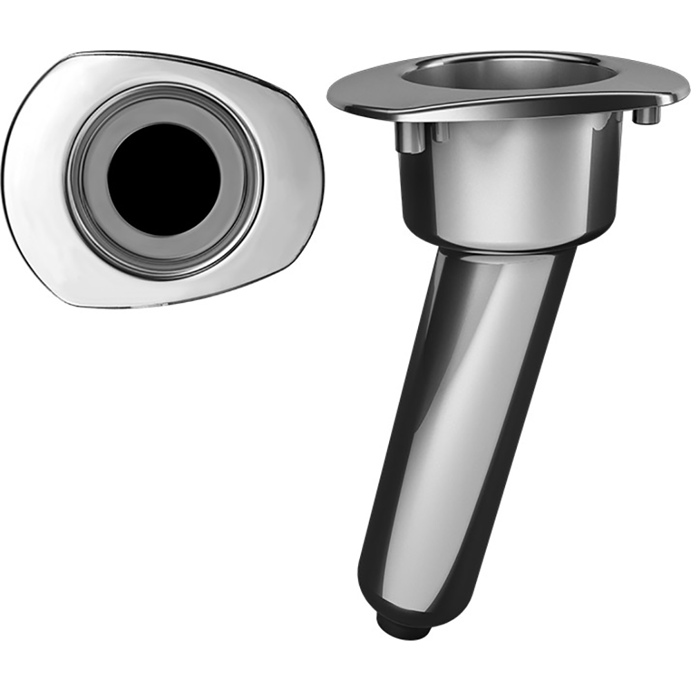 Mate Series Elite Screwless Stainless Steel 15° Rod & Cup Holder - Drain - Oval Top, made by Mate Series - C2015DS Mate Series Elite Screwless Stainless Steel 15° Rod & Cup Holder - Drain - Oval Top, made by Mate Series - C2015DS