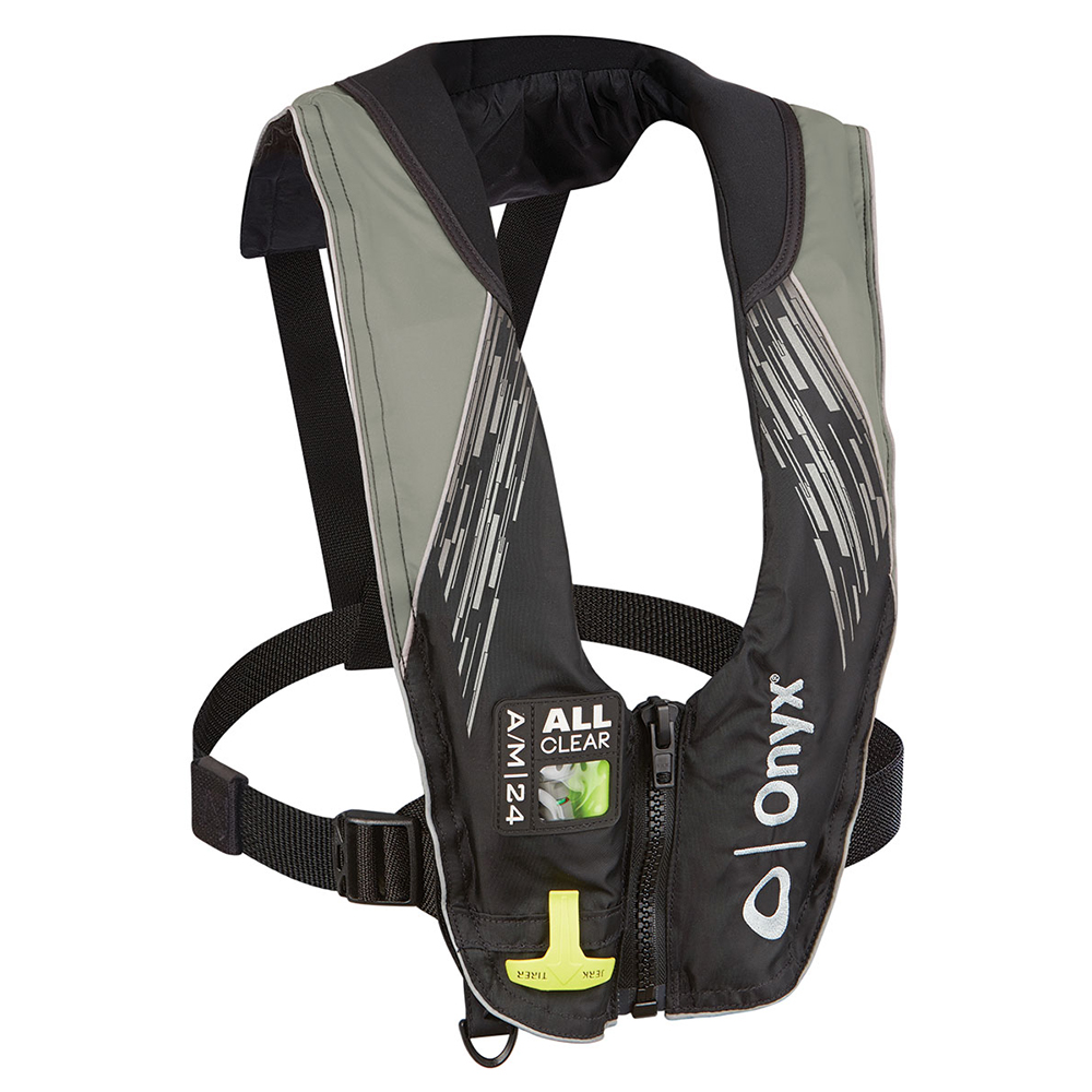 Onyx A/M-24 Series All Clear Automatic/Manual Inflatable Life Jacket - Grey - Adult, made by Onyx Outdoor - 132200-701-004-21 Onyx A/M-24 Series All Clear Automatic/Manual Inflatable Life Jacket - Grey - Adult, made by Onyx Outdoor - 132200-701-004-21