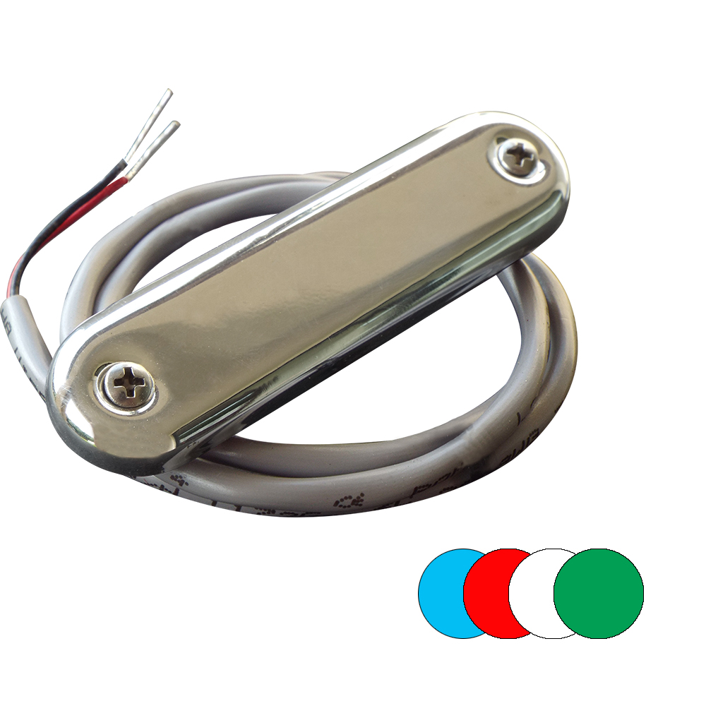 Shadow-Caster Courtesy Light w/2' Lead Wire - 316 SS Cover - RGB Multi-Color - 4-Pack, made by Shadow-Caster LED Lighting - SCM-CL-RGB-SS-4PACK Shadow-Caster Courtesy Light w/2' Lead Wire - 316 SS Cover - RGB Multi-Color - 4-Pack, made by Shadow-Caster LED Lighting - SCM-CL-RGB-SS-4PACK
