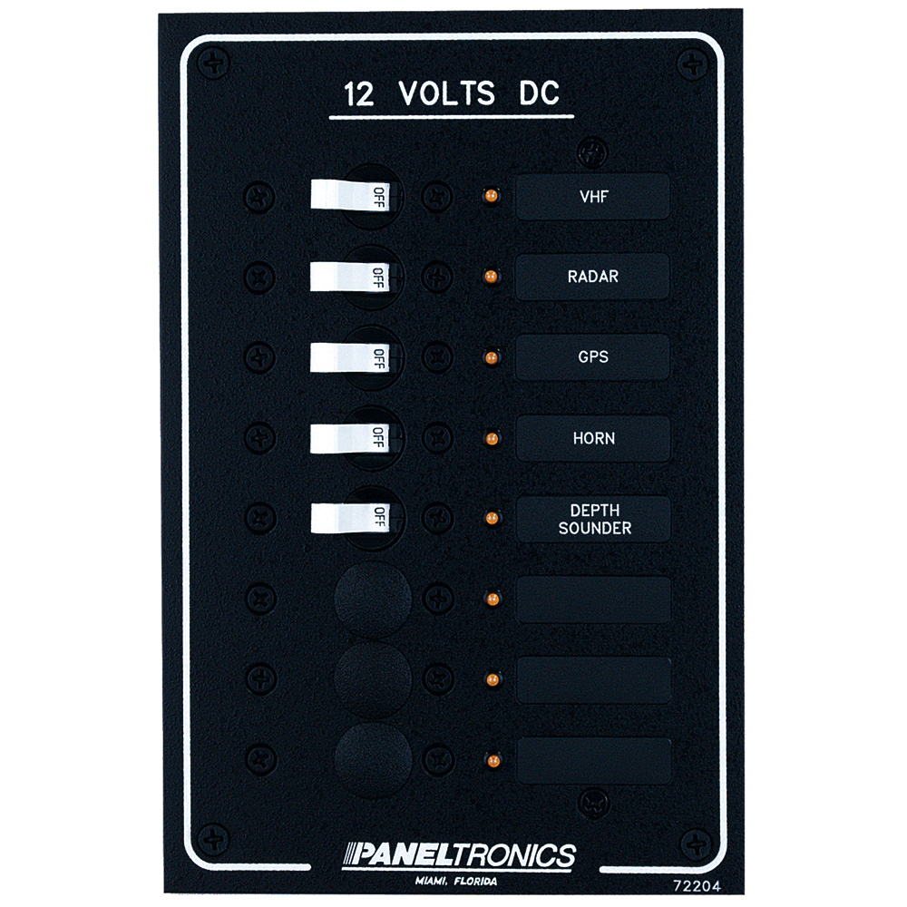 Paneltronics Standard DC 8 Position Breaker Panel w/LEDs, made by Paneltronics - 9972204B Paneltronics Standard DC 8 Position Breaker Panel w/LEDs, made by Paneltronics - 9972204B