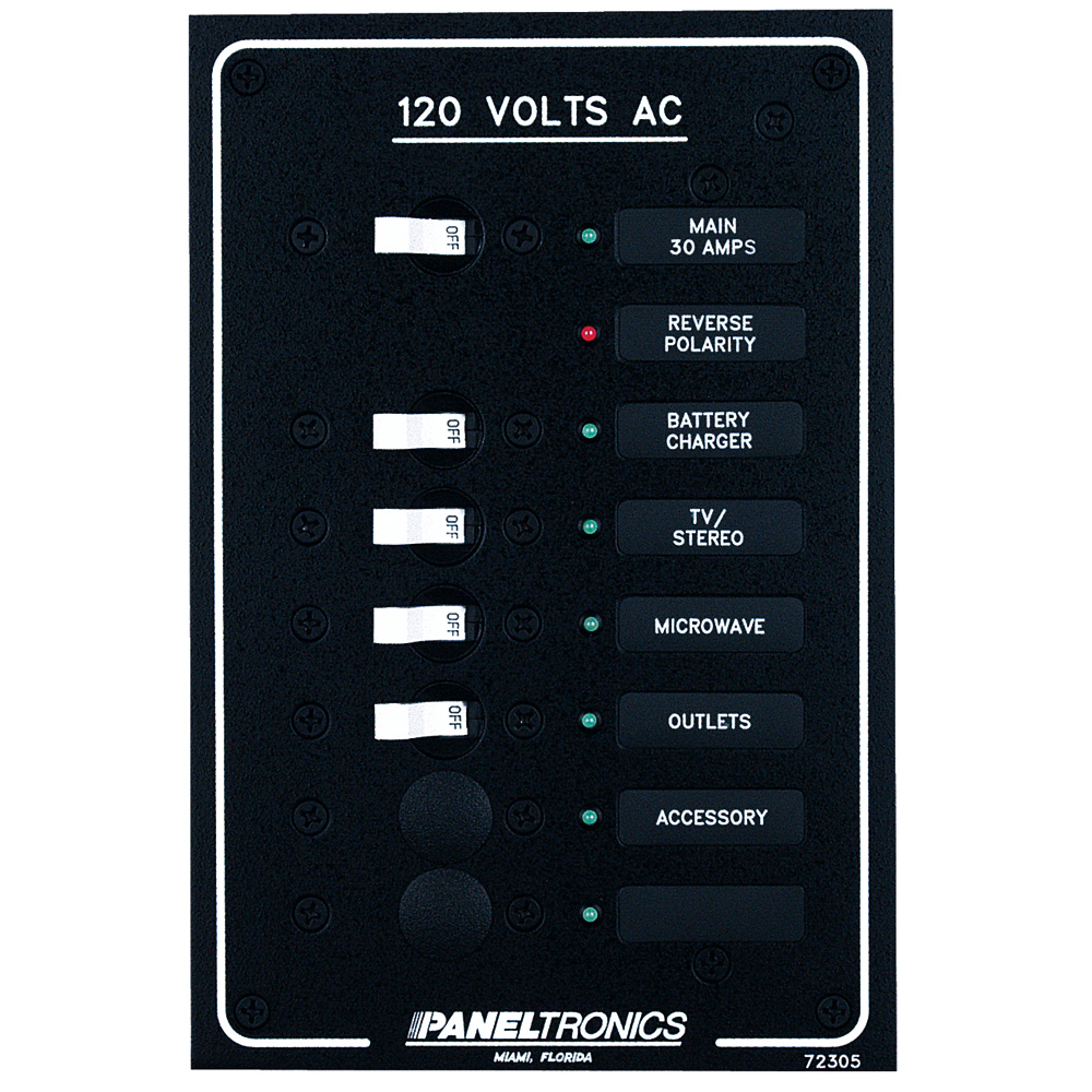 Paneltronics Standard AC 6 Position Breaker Panel & Main w/LEDs, made by Paneltronics - 9972305B Paneltronics Standard AC 6 Position Breaker Panel & Main w/LEDs, made by Paneltronics - 9972305B