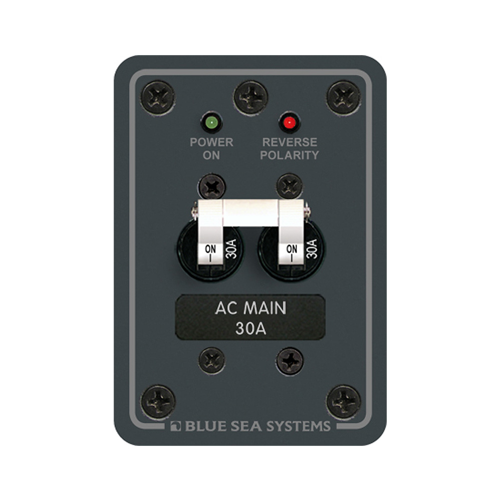 Blue Sea 8077 AC Main Only Toggle Circuit Breaker Panel, made by Blue Sea Systems - 8077 Blue Sea 8077 AC Main Only Toggle Circuit Breaker Panel, made by Blue Sea Systems - 8077