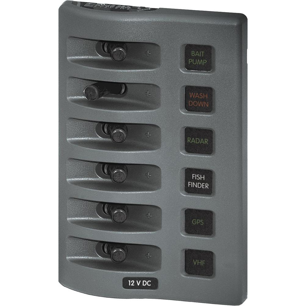 Blue Sea 4306 WeatherDeck Water Resistant Fuse Panel - 6 Position - Grey, made by Blue Sea Systems - 4306