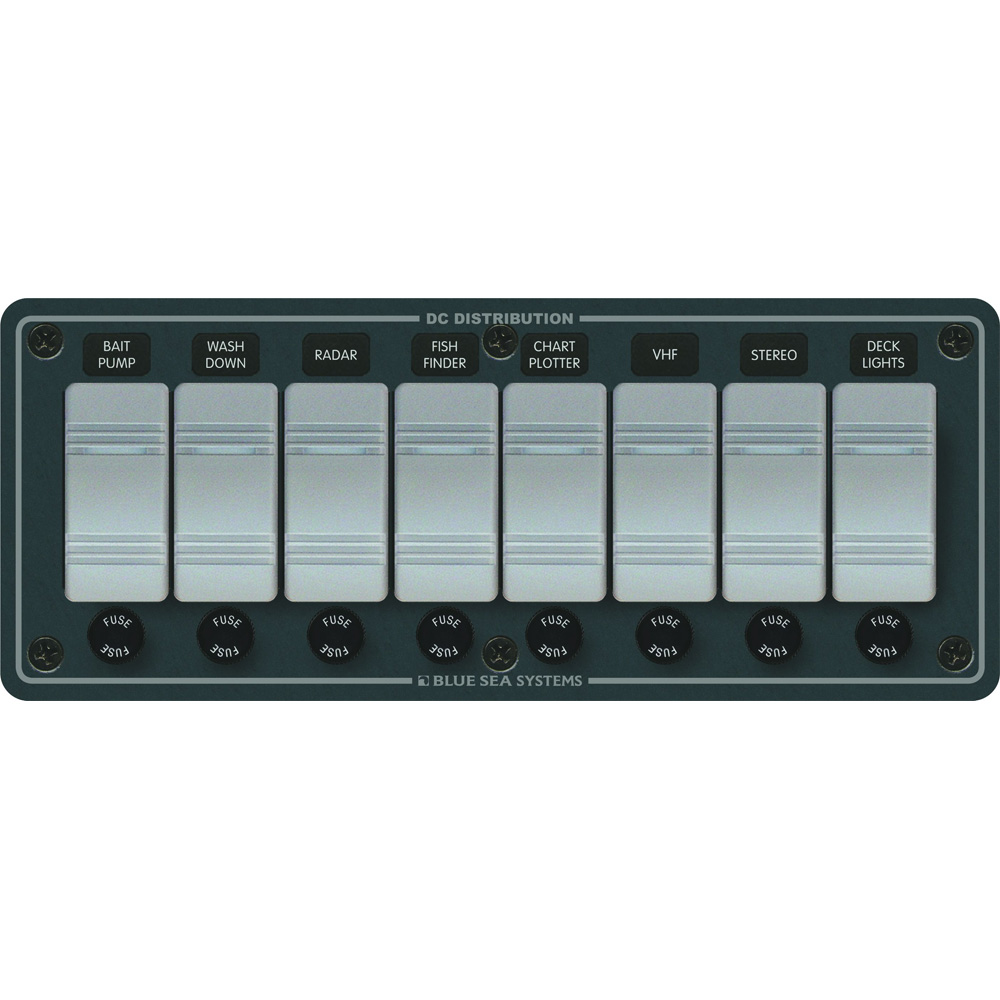 Blue Sea 8261 Waterproof Panel 8 Position - Slate Grey, made by Blue Sea Systems - 8261 Blue Sea 8261 Waterproof Panel 8 Position - Slate Grey, made by Blue Sea Systems - 8261