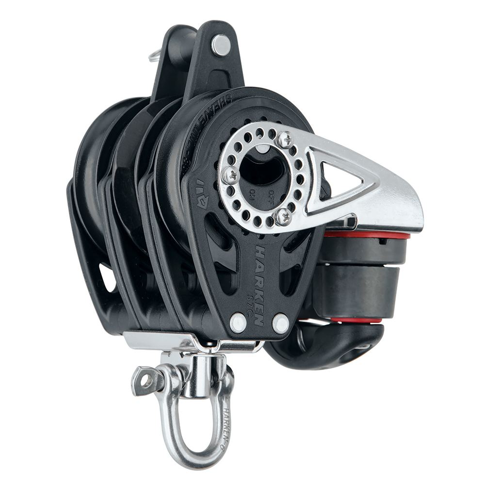 Harken 57mm Triple Carbo Block - Swivel, Becket, Cam Cleat, made by Harken - 2141 Harken 57mm Triple Carbo Block - Swivel, Becket, Cam Cleat, made by Harken - 2141