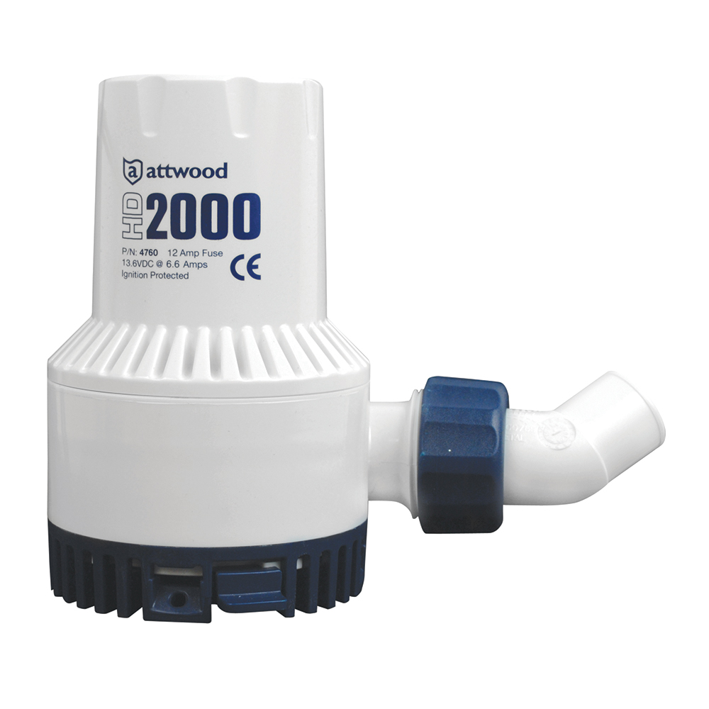 Attwood Heavy-Duty Bilge Pump 2000 Series - 12V - 2000 GPH, made by Attwood Marine - 4760-4 Attwood Heavy-Duty Bilge Pump 2000 Series - 12V - 2000 GPH, made by Attwood Marine - 4760-4