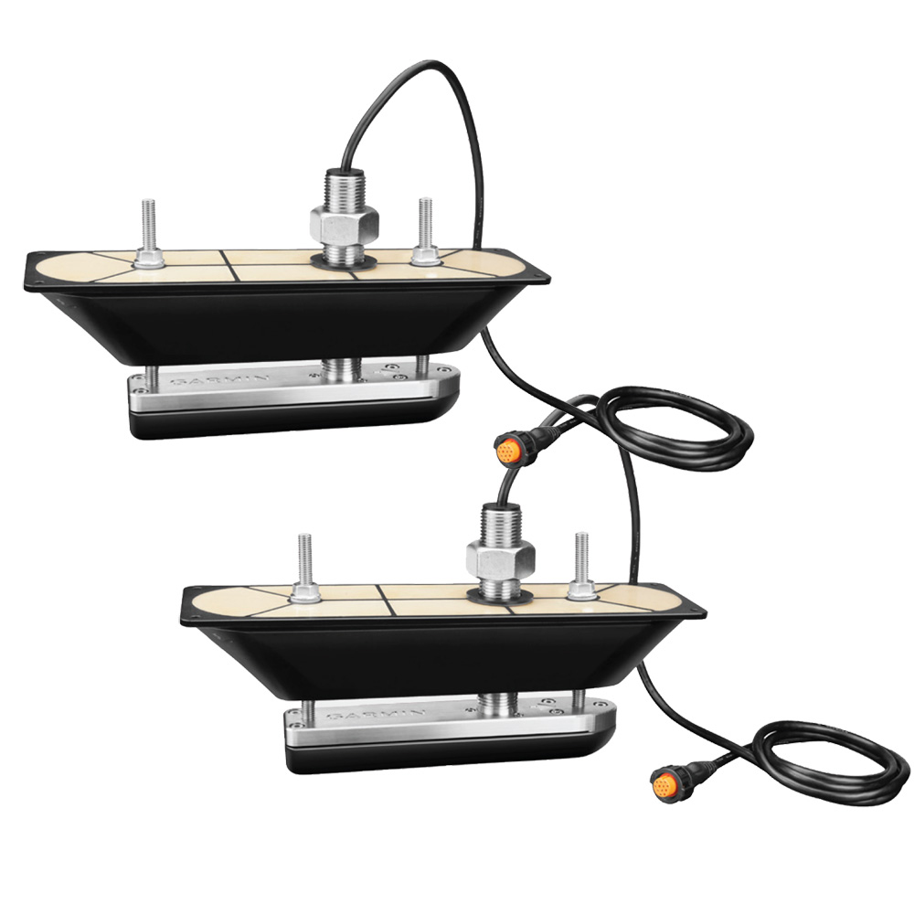Garmin GT30-THP SS Thru-Hull Pair DownVü/SideVü Scanning Transducer w/Temp f/Hull Deadrises 5°-25°, made by Garmin - 010-01961-11 Garmin GT30-THP SS Thru-Hull Pair DownVü/SideVü Scanning Transducer w/Temp f/Hull Deadrises 5°-25°, made by Garmin - 010-01961-11
