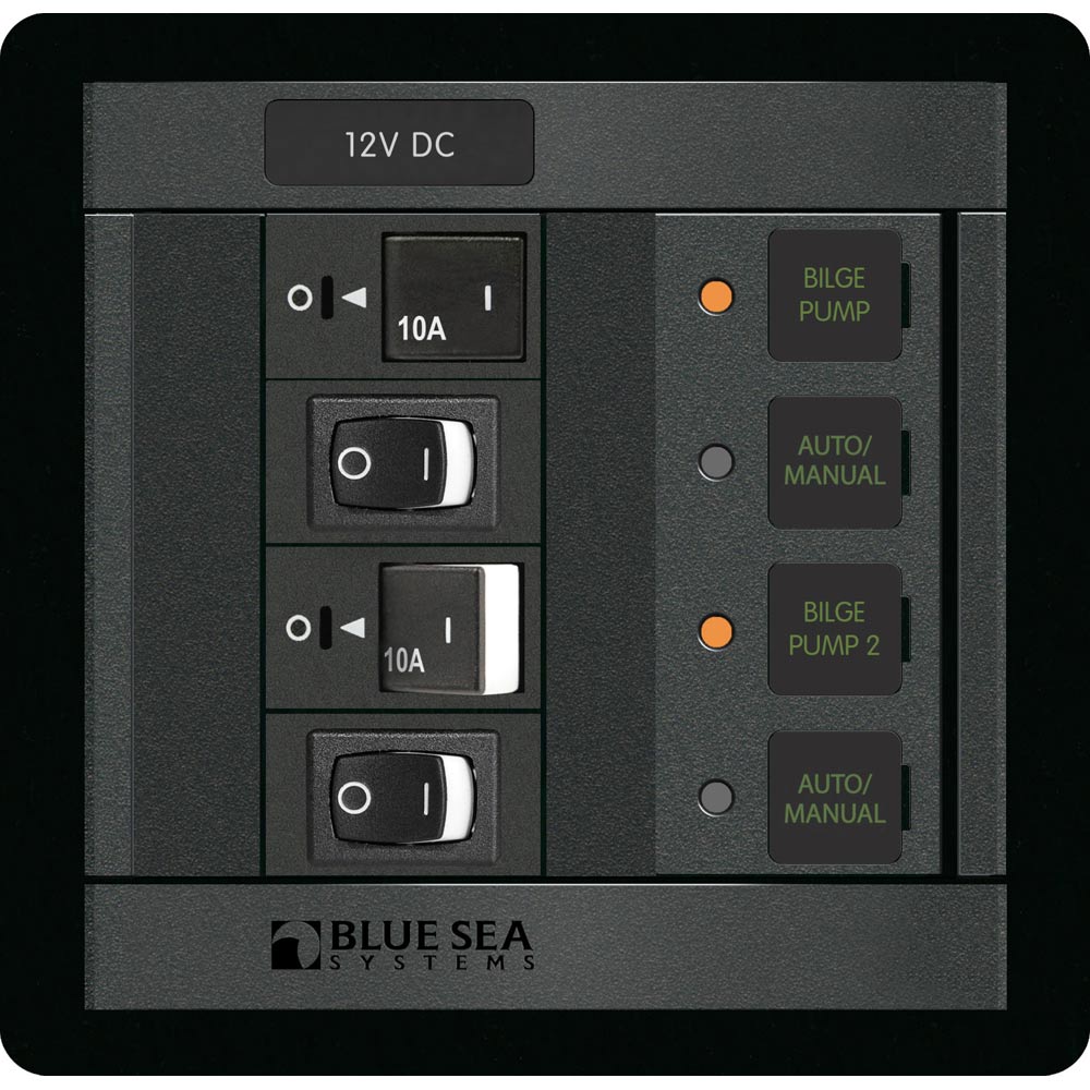 Blue Sea 1522 360 Panel Dual Bilge Pump Control, made by Blue Sea Systems - 1522 Blue Sea 1522 360 Panel Dual Bilge Pump Control, made by Blue Sea Systems - 1522