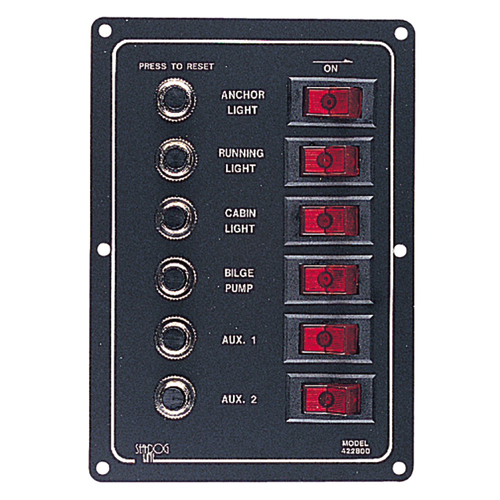 Sea-Dog Aluminum Circuit Breaker Panel - 6 Circuit, made by Sea-Dog - 422800-1