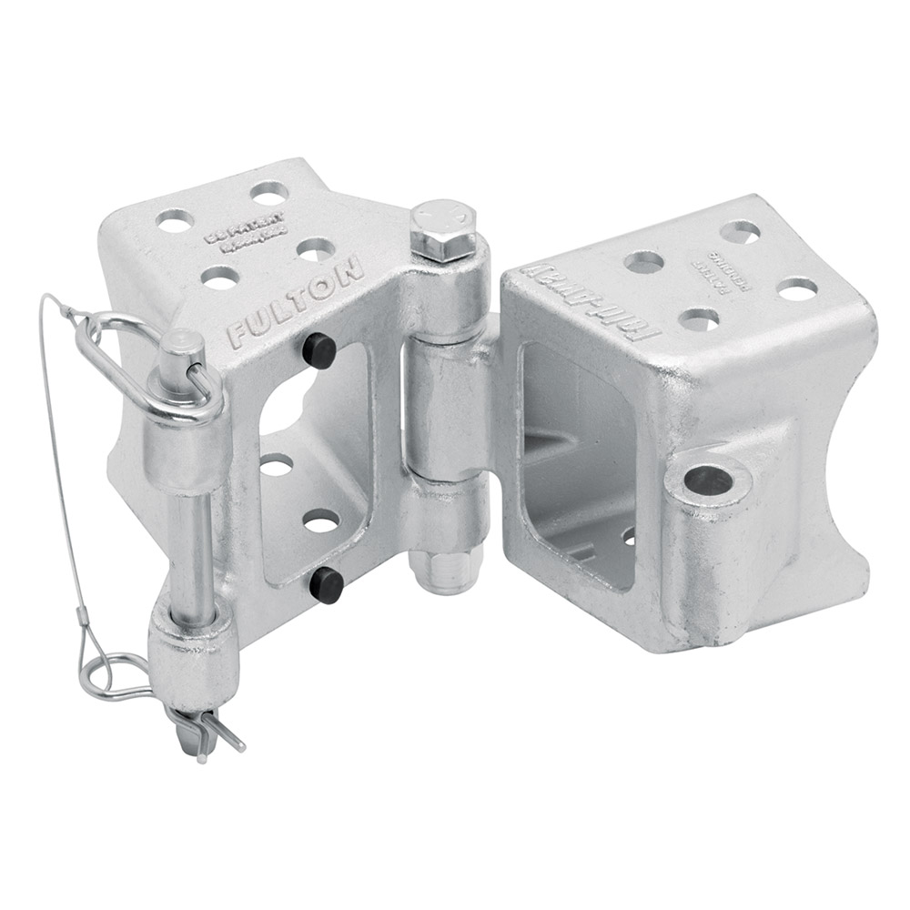 Fulton Fold-Away Bolt-On Hinge Kit 3" x 5" Trailer Beam, Rating 9,000 lbs., 48" Pivot, Z-Max 600 Zinc Finish, made by Fulton - HDPB350101 Fulton Fold-Away Bolt-On Hinge Kit 3" x 5" Trailer Beam, Rating 9,000 lbs., 48" Pivot, Z-Max 600 Zinc Finish, made by Fulton - HDPB350101