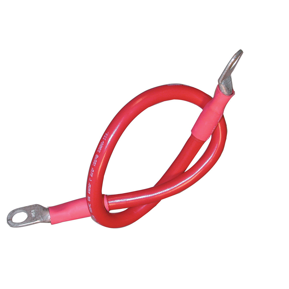 Ancor Battery Cable Assembly, 4 AWG (21mm²) Wire, 3/8" (9.5mm) Stud, Red - 32" (81.2cm), made by Ancor - 189135