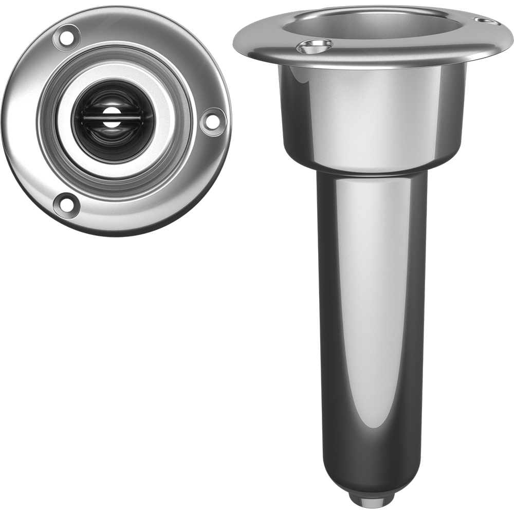 Mate Series Stainless Steel 0° Rod & Cup Holder - Drain - Round Top, made by Mate Series - C1000D Mate Series Stainless Steel 0° Rod & Cup Holder - Drain - Round Top, made by Mate Series - C1000D