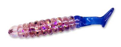 Slider Crappie Grubs 1.5" 18ct Wild Cat/Blue Tail, made by Slider Baits - Slider Crappie Grubs 1.5" 18ct Wild Cat/Blue Tail, made by Slider Baits -