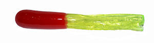 Big Bite Crappie Tubes 1.5" 10ct Red/Chartreuse, made by Big Bite Baits - Big Bite Crappie Tubes 1.5" 10ct Red/Chartreuse, made by Big Bite Baits -