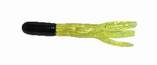 Big Bite Crappie Tubes 1.5" 10ct Black/Chartreuse Sparkle, made by Big Bite Baits - Big Bite Crappie Tubes 1.5" 10ct Black/Chartreuse Sparkle, made by Big Bite Baits -
