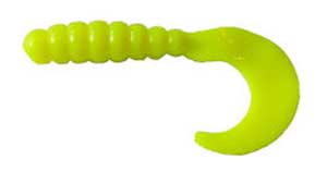 Big Bite Fat Grub 2" 10ct Chart Glow, made by Big Bite Baits - Big Bite Fat Grub 2" 10ct Chart Glow, made by Big Bite Baits -