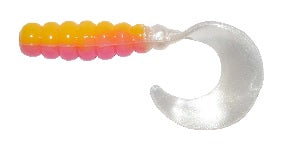 Big Bite Fat Grub 2" 10ct Pink/Yellow/Pearl, made by Big Bite Baits - Big Bite Fat Grub 2" 10ct Pink/Yellow/Pearl, made by Big Bite Baits -