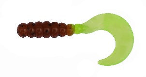 Big Bite Fat Grub 2" 10ct Pumpkin Chartreuse, made by Big Bite Baits - Big Bite Fat Grub 2" 10ct Pumpkin Chartreuse, made by Big Bite Baits -