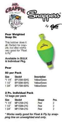 Betts Mr.Crappie Snappers Wgt 1.25" Pear 2ct Yellow/Green, made by Betts Tackle - Betts Mr.Crappie Snappers Wgt 1.25" Pear 2ct Yellow/Green, made by Betts Tackle -