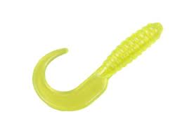 Action Bait 4" Curly Grubs 12pk Pearl Chartreuse, made by Action Baits -