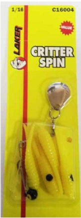 Eagle Claw Laker Critter Spin 1/8 Yellow/Black/Dot, made by Do-It Products - Eagle Claw Laker Critter Spin 1/8 Yellow/Black/Dot, made by Do-It Products -