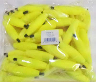 Betts Foam Float Cigar 2.50" 100ct Yellow, made by Betts Tackle - Betts Foam Float Cigar 2.50" 100ct Yellow, made by Betts Tackle -