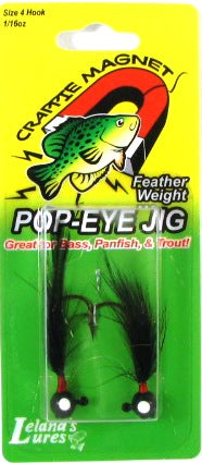 Leland Pop Eye Jig 1/32 2ct Black/Black, made by Pop Eye Jigs - Leland Pop Eye Jig 1/32 2ct Black/Black, made by Pop Eye Jigs -