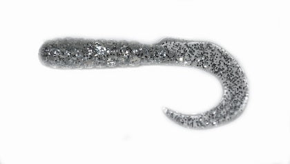 Big Bite Curl Tail Grub 2" 10ct Clear Sparkle, made by Big Bite Baits - Big Bite Curl Tail Grub 2" 10ct Clear Sparkle, made by Big Bite Baits -