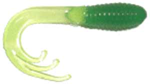 Big Bite Triple Tip Grub 2" 10ct Green Chartreuse TIp, made by Big Bite Baits - Big Bite Triple Tip Grub 2" 10ct Green Chartreuse TIp, made by Big Bite Baits -