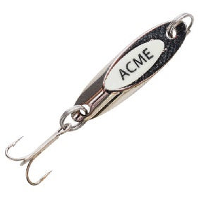 Acme Kastmaster Spoon w/Teaser Tail 3/8oz Chrome/White, made by Acme Baits - Acme Kastmaster Spoon w/Teaser Tail 3/8oz Chrome/White, made by Acme Baits -