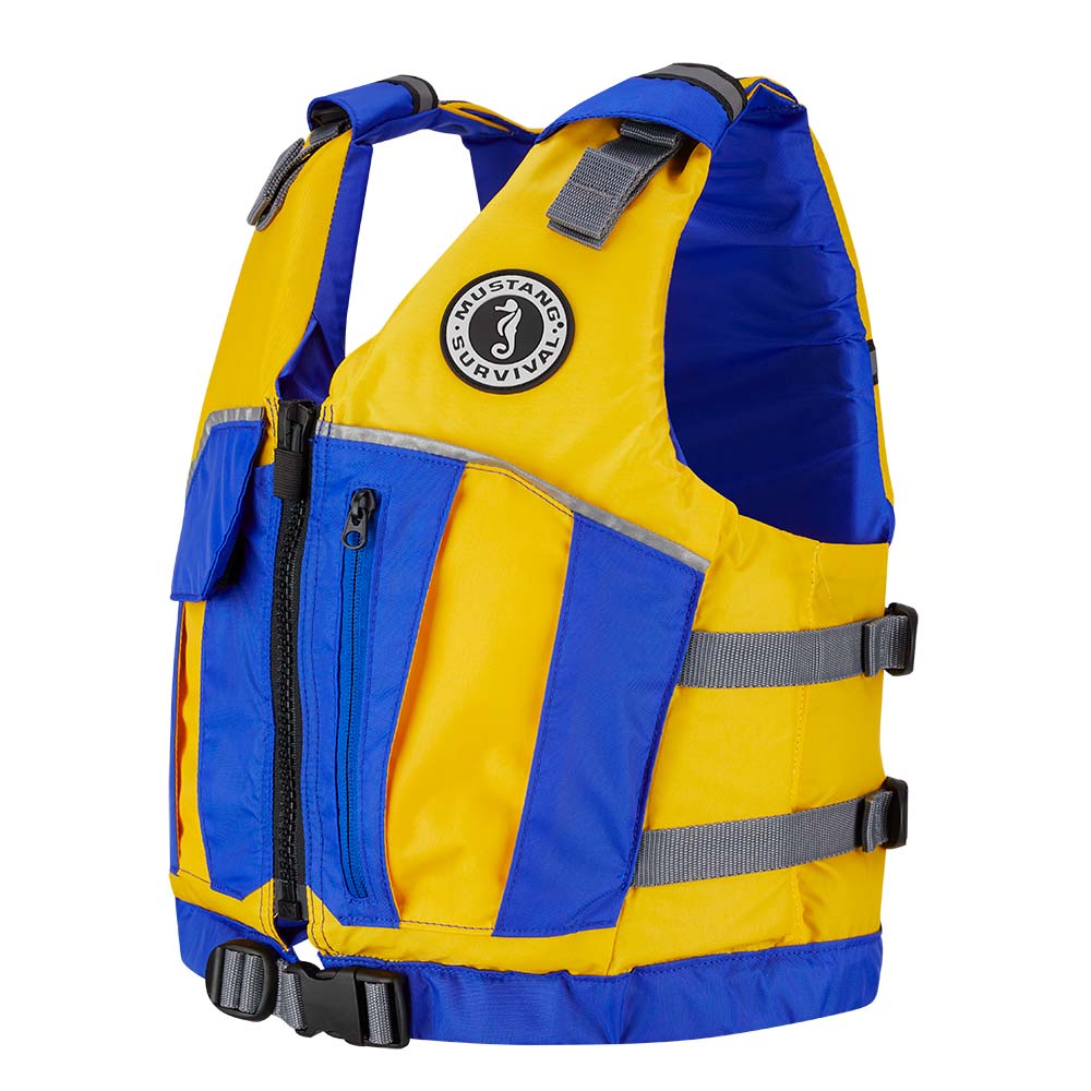 Mustang Youth Reflex Foam Vest - Yellow/Royal Blue, made by Mustang Survival - MV7030-220-0-216 Mustang Youth Reflex Foam Vest - Yellow/Royal Blue, made by Mustang Survival - MV7030-220-0-216