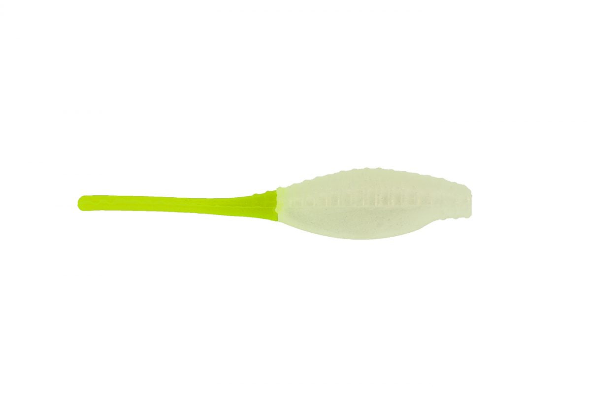 Bass A Pro Tiny Shad 2" 15ct Pearl Chart Tail, made by Bass Assassin Baits -