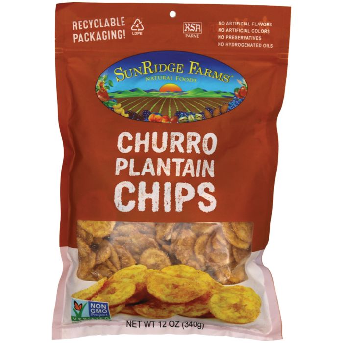 Plantain Chips, Churro 12 Oz, made by Sunridge Farms -