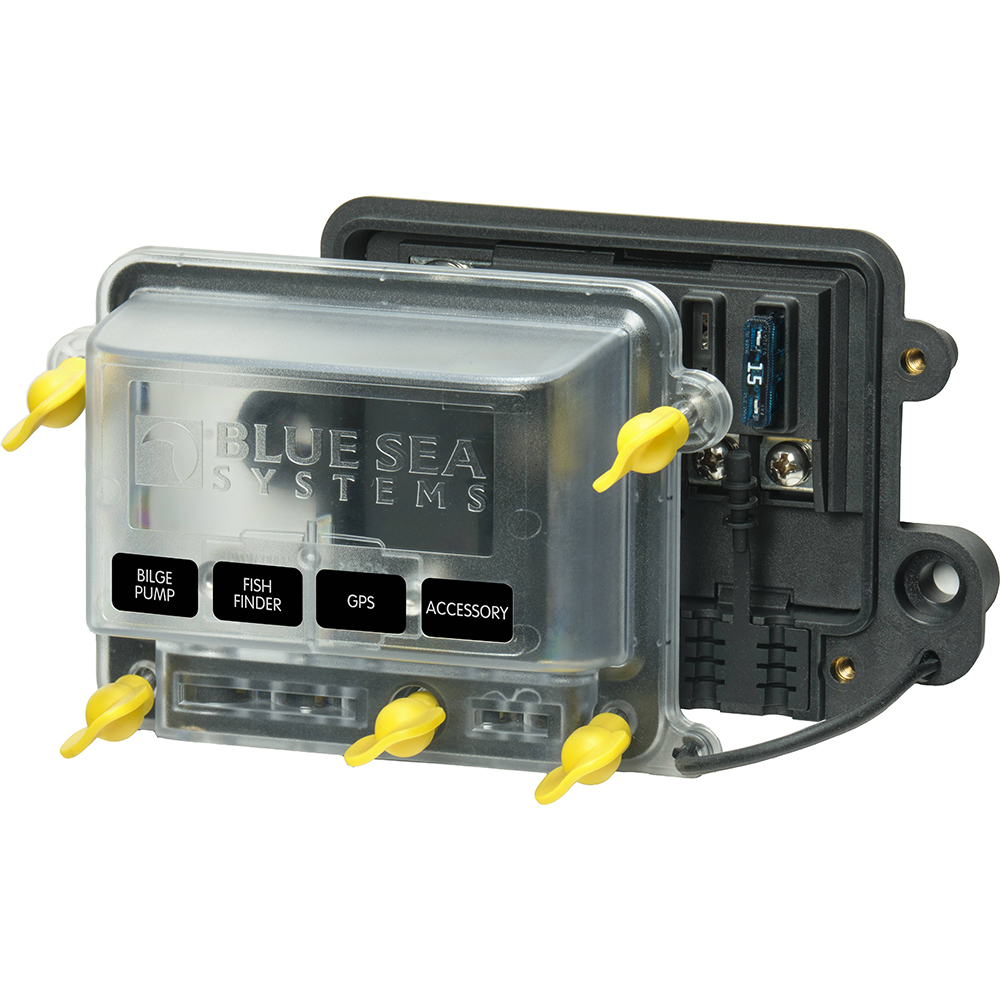 Blue Sea 5056100 - Water Resistant ST-Blade Fuse Block w/Cover, made by Blue Sea Systems - 5056100 Blue Sea 5056100 - Water Resistant ST-Blade Fuse Block w/Cover, made by Blue Sea Systems - 5056100