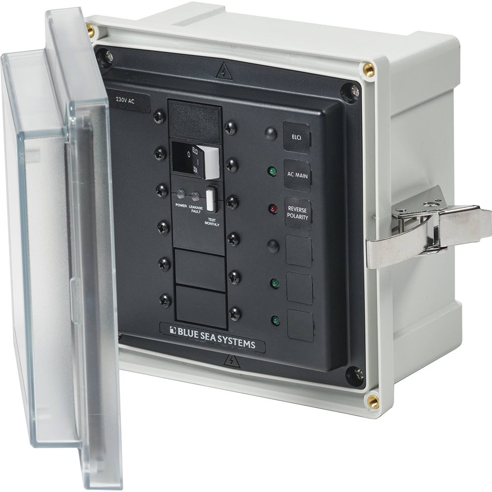 Blue Sea 3123 - SMS Panel Enclosure w/ELCI (32A) & 3 Blanks - 230V AC, made by Blue Sea Systems - 3123