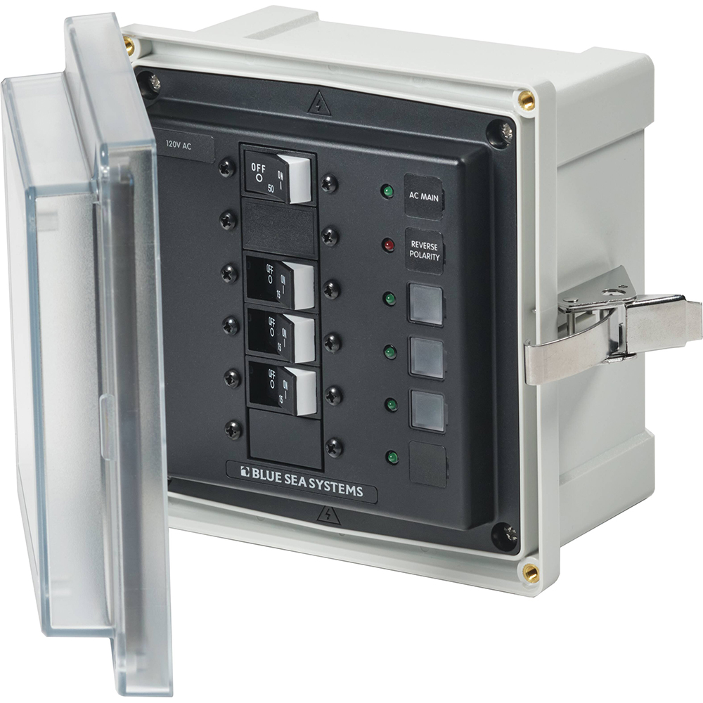 Blue Sea 3130 - SMS Panel Enclosure w/Main & 3 Branch (15A) - 120V AC, made by Blue Sea Systems - 3130