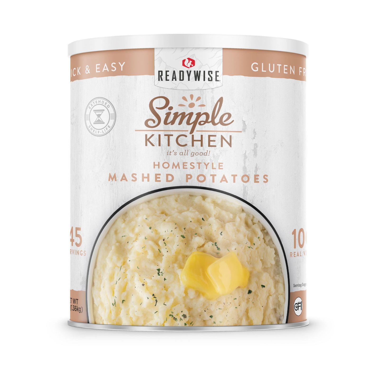 Readywise Simple Kitchen Mashed Potatoes 45 Serving Can, made by READYWISE - RWSKCN03-011