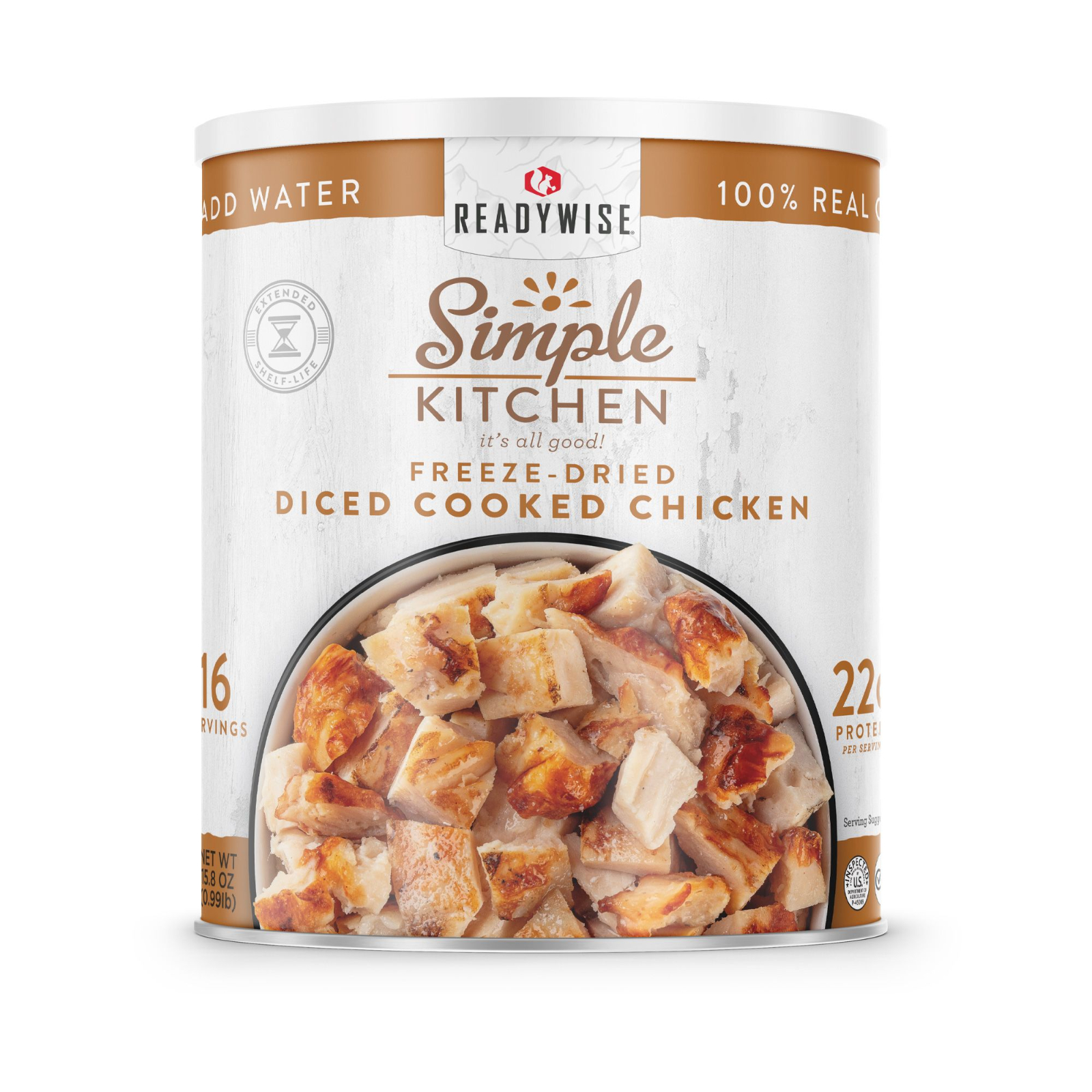 Readywise Simple Kitchen Fd Diced Chicken 16 Serving Can, made by READYWISE - RWSKCN03-013